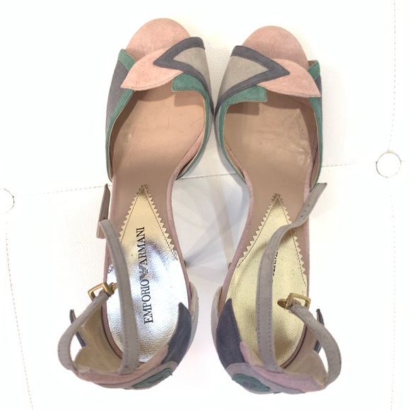 EMPORIO ARMANI Suede Multi Color Sandals Sz 40